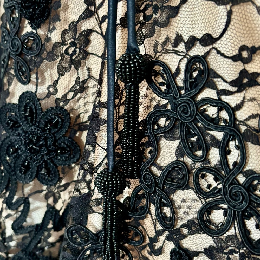 size 2 black lace maxi gown with nude underlay - Picture 8 of 17